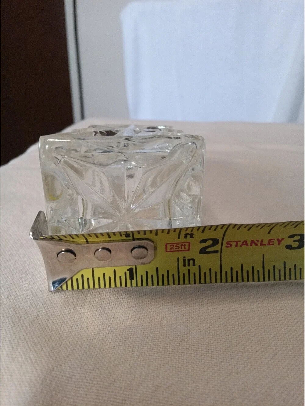 Vintage Square Crystal Decanter Replacement Stopper - Pinwheel Star Cut, Frosted